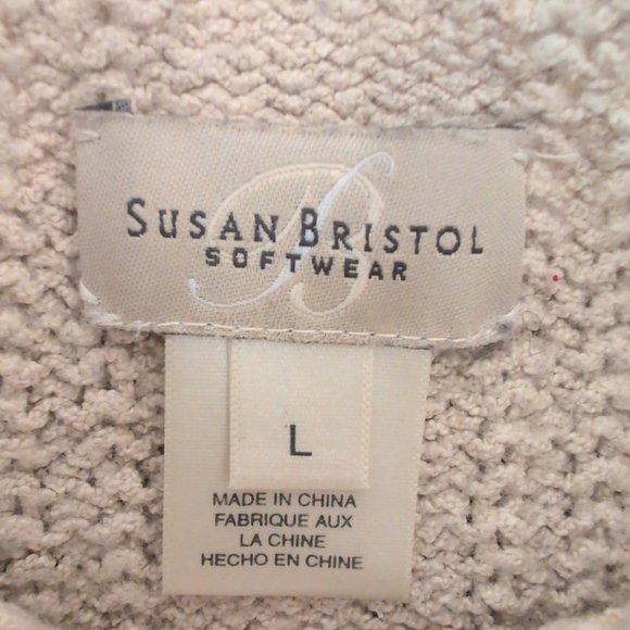 Susan Bristol Ivory Knit Cowl Sweater with Lace Trim - L - Picture 4 of 9